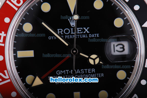 Rolex GMT-Master Automatic Silver Case with Black Dial and Round Hour Marker-Two Tone Bezel - Click Image to Close